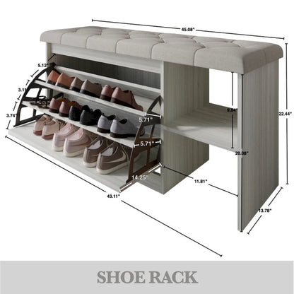 CraftPorch Multifunctional Flip-Drawer Storage Shoes Bench