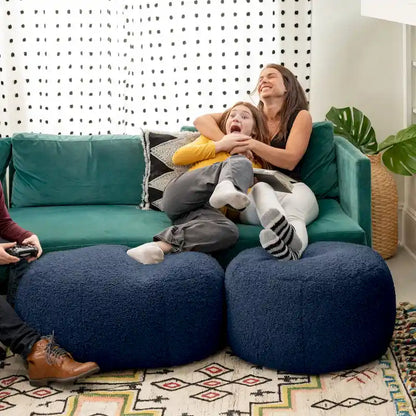 Jaxx Ellis Pouf - Modern Shearling Faux-Lamb Plush Fleece Ottoman