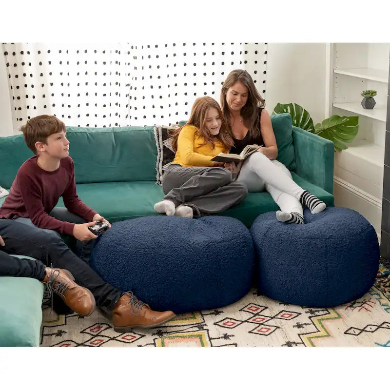 Jaxx Ellis Pouf - Modern Shearling Faux-Lamb Plush Fleece Ottoman