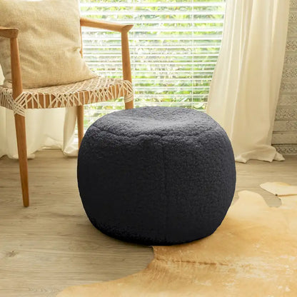 Jaxx Ellis Pouf - Modern Shearling Faux-Lamb Plush Fleece Ottoman