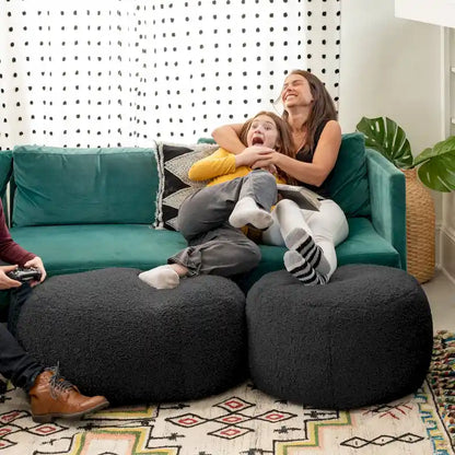 Jaxx Ellis Pouf - Modern Shearling Faux-Lamb Plush Fleece Ottoman