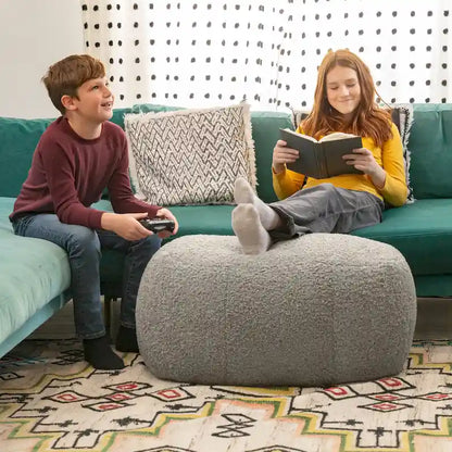 Jaxx Ellis Pouf - Modern Shearling Faux-Lamb Plush Fleece Ottoman