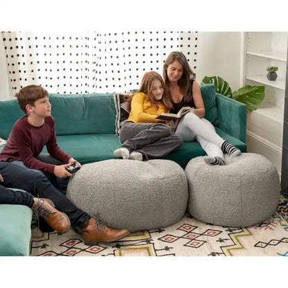 Jaxx Ellis Pouf - Modern Shearling Faux-Lamb Plush Fleece Ottoman
