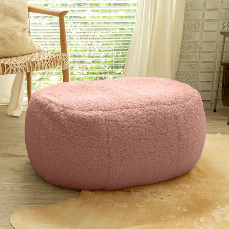 Jaxx Ellis Pouf - Modern Shearling Faux-Lamb Plush Fleece Ottoman