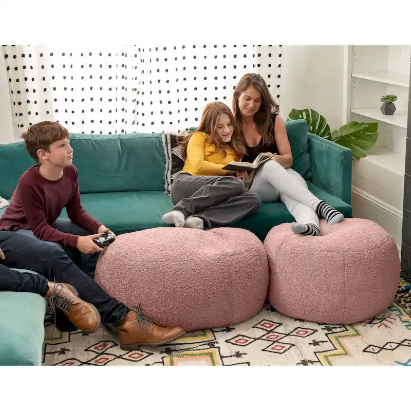 Jaxx Ellis Pouf - Modern Shearling Faux-Lamb Plush Fleece Ottoman