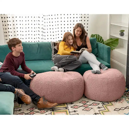 Jaxx Ellis Pouf - Modern Shearling Faux-Lamb Plush Fleece Ottoman