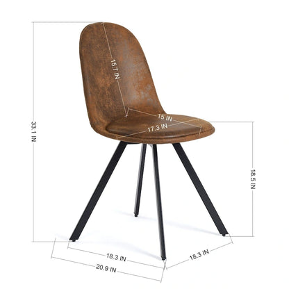 Dining Chair Set of 4 Suede Fabric Side Seating with Black Metal Legs