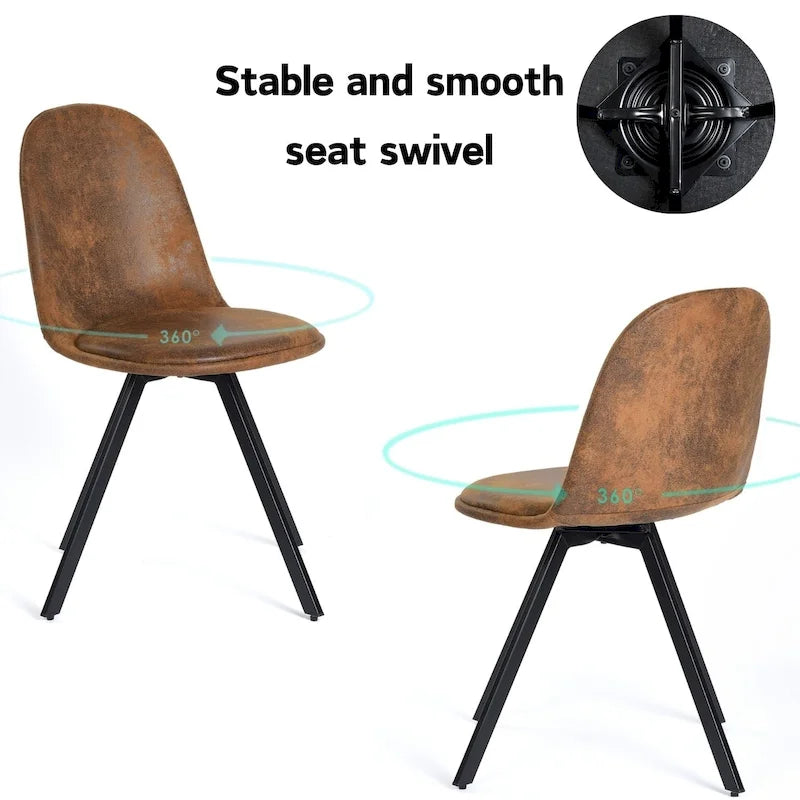 Dining Chair Set of 4 Suede Fabric Side Seating with Black Metal Legs