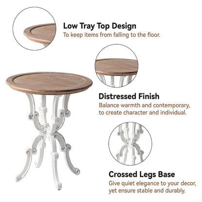 COZAYH Rustic Farmhouse End Table, Natural Top Side Table for Family, Dinning or Living Room, Handcrafted Finish, Modern