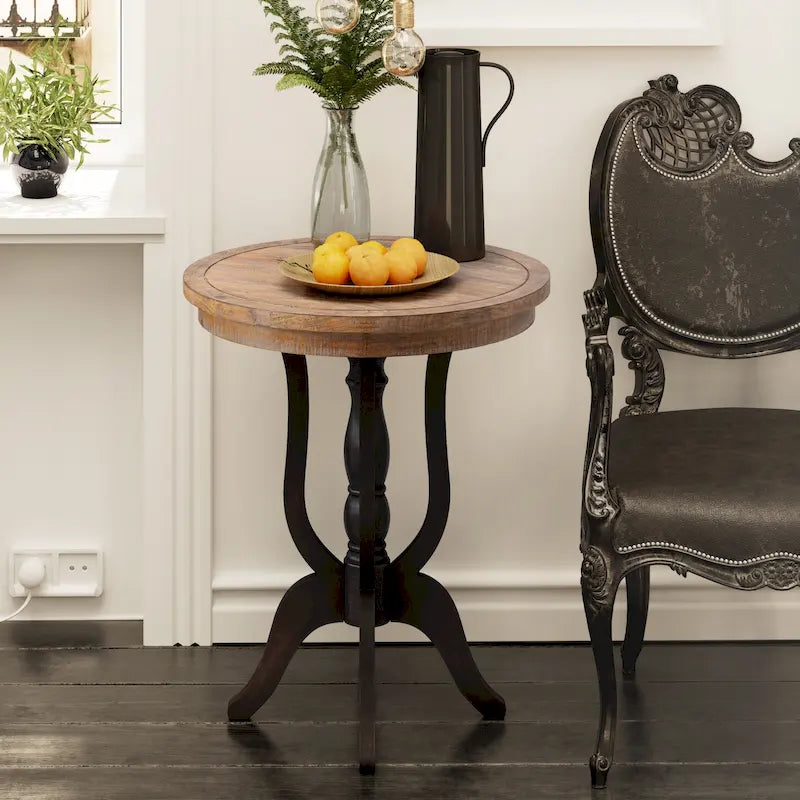 COZAYH Rustic Farmhouse End Table, Natural Top Side Table for Family, Dinning or Living Room, Handcrafted Finish, Modern