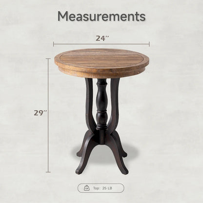 COZAYH Rustic Farmhouse End Table, Natural Top Side Table for Family, Dinning or Living Room, Handcrafted Finish, Modern