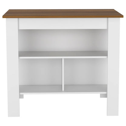 TUHOME Cala 3-Shelf Wooden Casual Kitchen Island