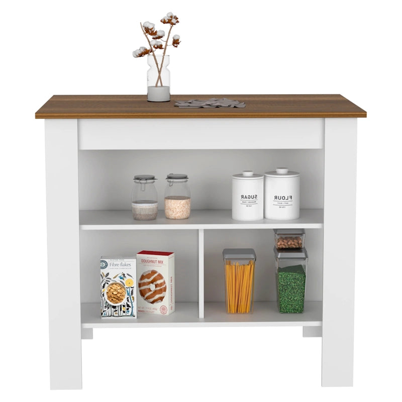 TUHOME Cala 3-Shelf Wooden Casual Kitchen Island