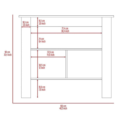 TUHOME Cala 3-Shelf Wooden Casual Kitchen Island