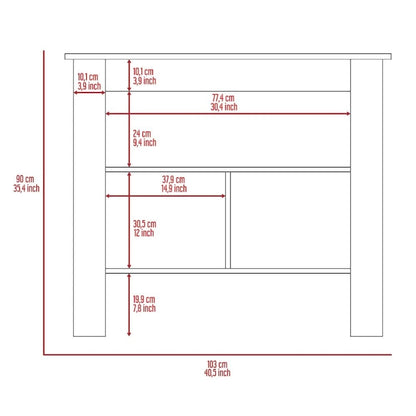 TUHOME Cala 3-Shelf Wooden Casual Kitchen Island