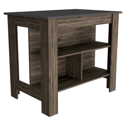 TUHOME Cala 3-Shelf Wooden Casual Kitchen Island