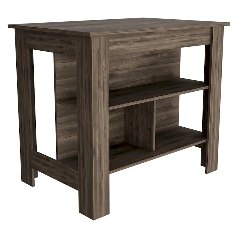 TUHOME Cala 3-Shelf Wooden Casual Kitchen Island