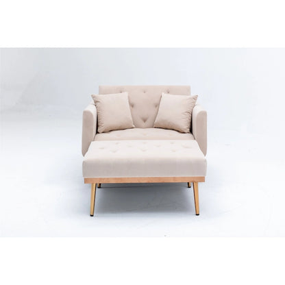 Velvet Upholstered Tufted Living Room Sleeper Sofa Chair With Rose Golden feet