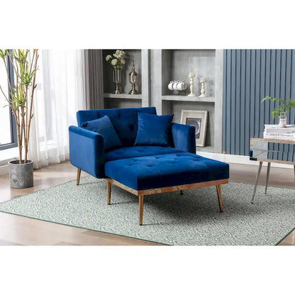 Velvet Upholstered Tufted Living Room Sleeper Sofa Chair With Rose Golden feet