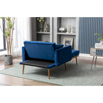 Velvet Upholstered Tufted Living Room Sleeper Sofa Chair With Rose Golden feet