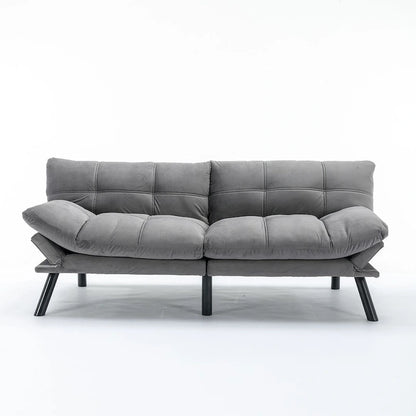 70.87 Futon Sofa Bed, Foam Foldable Couch Convertible Loveseat Sleeper Daybed with Adjustable Armrests for Small Space