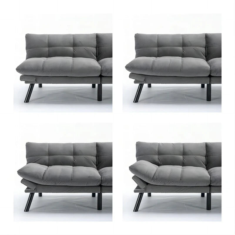 70.87 Futon Sofa Bed, Foam Foldable Couch Convertible Loveseat Sleeper Daybed with Adjustable Armrests for Small Space