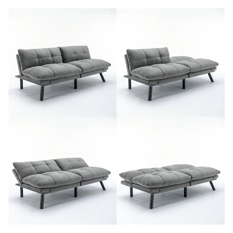 70.87 Futon Sofa Bed, Foam Foldable Couch Convertible Loveseat Sleeper Daybed with Adjustable Armrests for Small Space