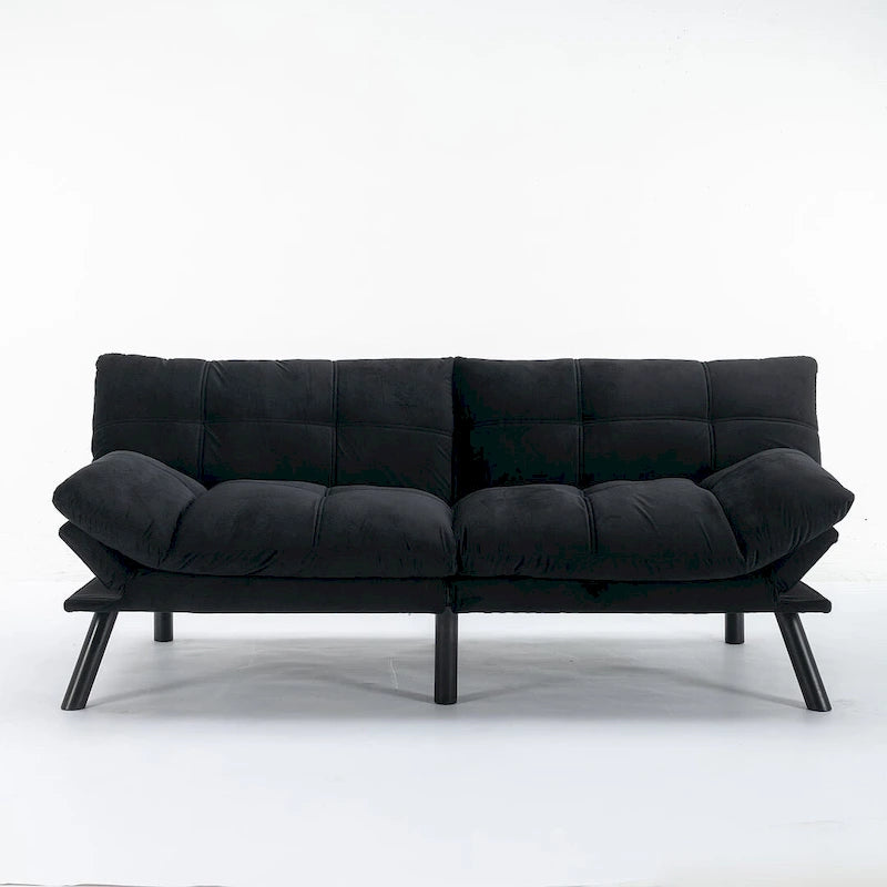 70.87 Futon Sofa Bed, Foam Foldable Couch Convertible Loveseat Sleeper Daybed with Adjustable Armrests for Small Space