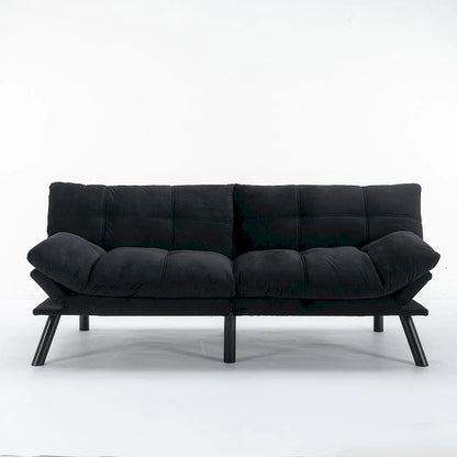 70.87 Futon Sofa Bed, Foam Foldable Couch Convertible Loveseat Sleeper Daybed with Adjustable Armrests for Small Space