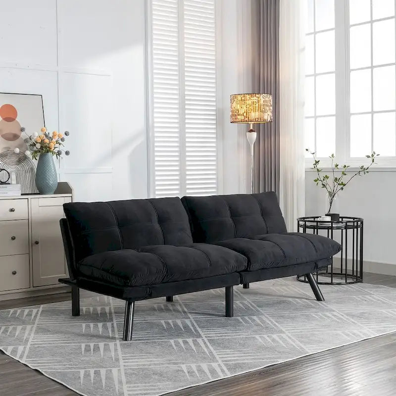 70.87 Futon Sofa Bed, Foam Foldable Couch Convertible Loveseat Sleeper Daybed with Adjustable Armrests for Small Space