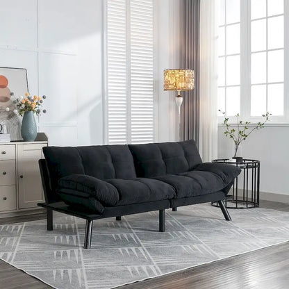 70.87 Futon Sofa Bed, Foam Foldable Couch Convertible Loveseat Sleeper Daybed with Adjustable Armrests for Small Space