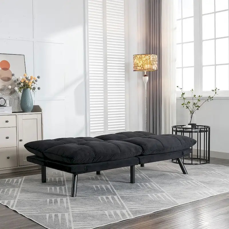 70.87 Futon Sofa Bed, Foam Foldable Couch Convertible Loveseat Sleeper Daybed with Adjustable Armrests for Small Space