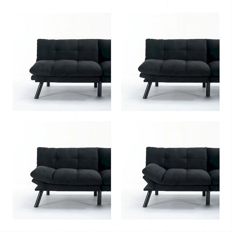 70.87 Futon Sofa Bed, Foam Foldable Couch Convertible Loveseat Sleeper Daybed with Adjustable Armrests for Small Space