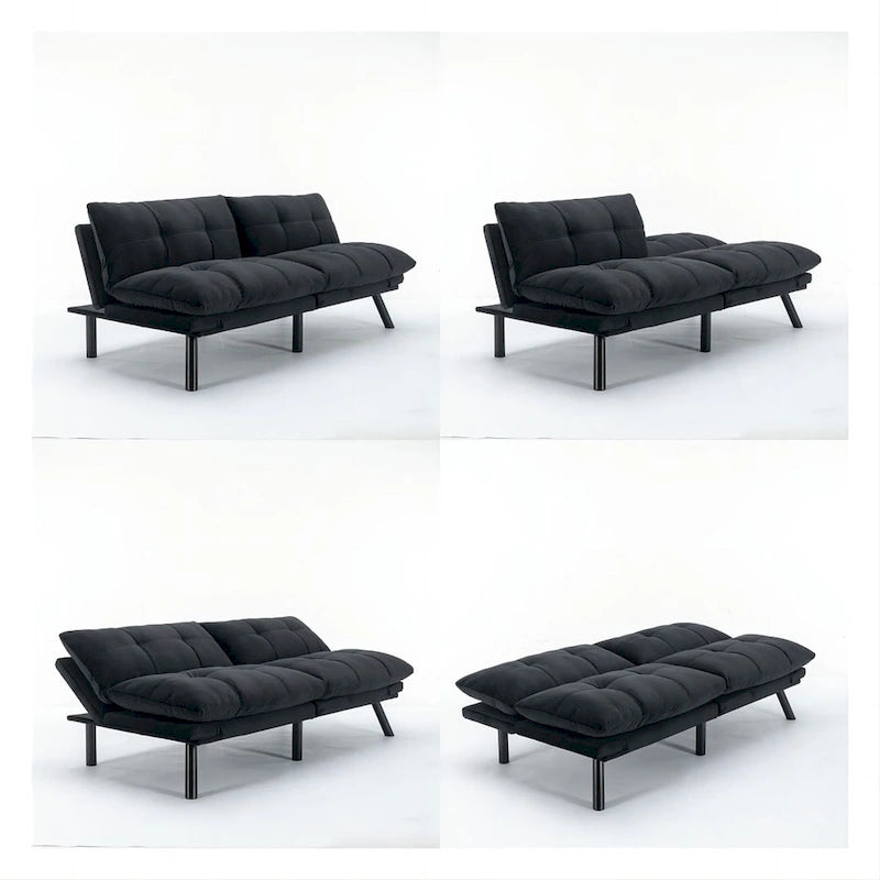 70.87 Futon Sofa Bed, Foam Foldable Couch Convertible Loveseat Sleeper Daybed with Adjustable Armrests for Small Space