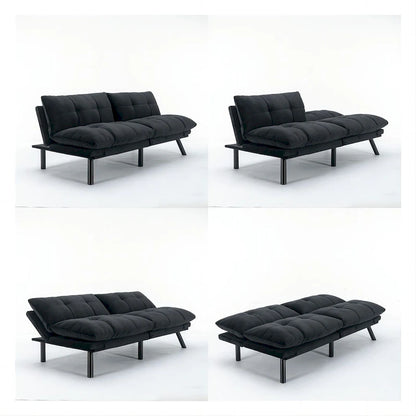 70.87 Futon Sofa Bed, Foam Foldable Couch Convertible Loveseat Sleeper Daybed with Adjustable Armrests for Small Space