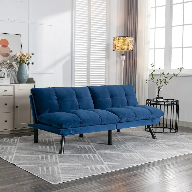 70.87 Futon Sofa Bed, Foam Foldable Couch Convertible Loveseat Sleeper Daybed with Adjustable Armrests for Small Space