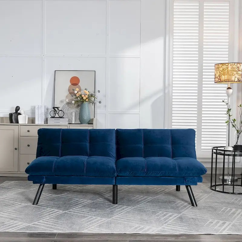 70.87 Futon Sofa Bed, Foam Foldable Couch Convertible Loveseat Sleeper Daybed with Adjustable Armrests for Small Space