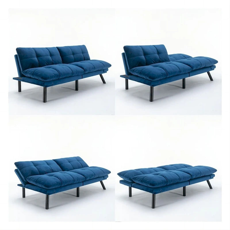 70.87 Futon Sofa Bed, Foam Foldable Couch Convertible Loveseat Sleeper Daybed with Adjustable Armrests for Small Space