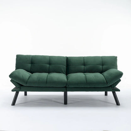 70.87 Futon Sofa Bed, Foam Foldable Couch Convertible Loveseat Sleeper Daybed with Adjustable Armrests for Small Space