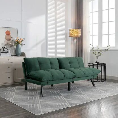 70.87 Futon Sofa Bed, Foam Foldable Couch Convertible Loveseat Sleeper Daybed with Adjustable Armrests for Small Space