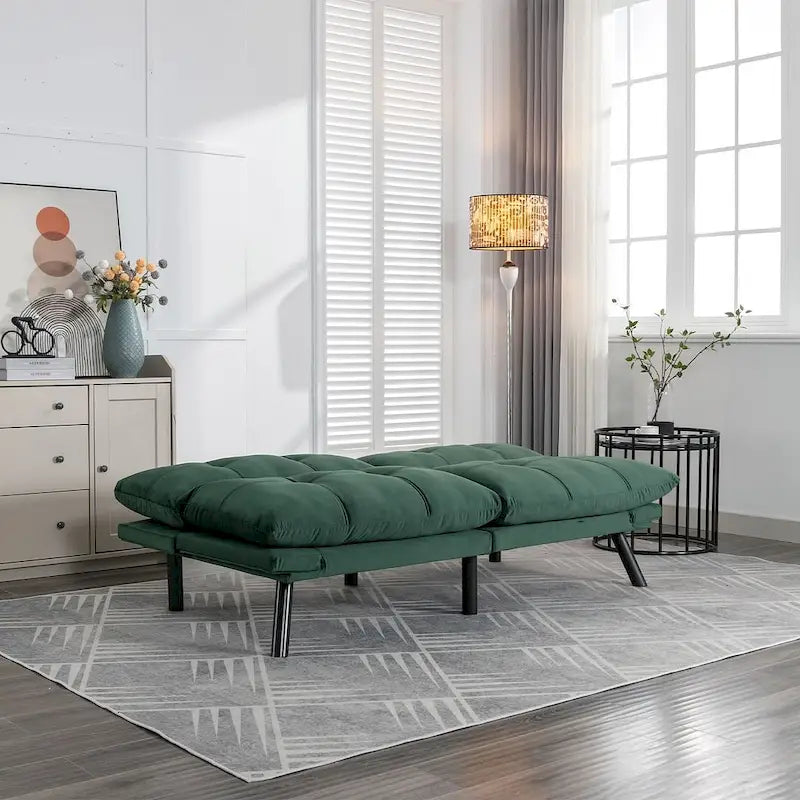 70.87 Futon Sofa Bed, Foam Foldable Couch Convertible Loveseat Sleeper Daybed with Adjustable Armrests for Small Space
