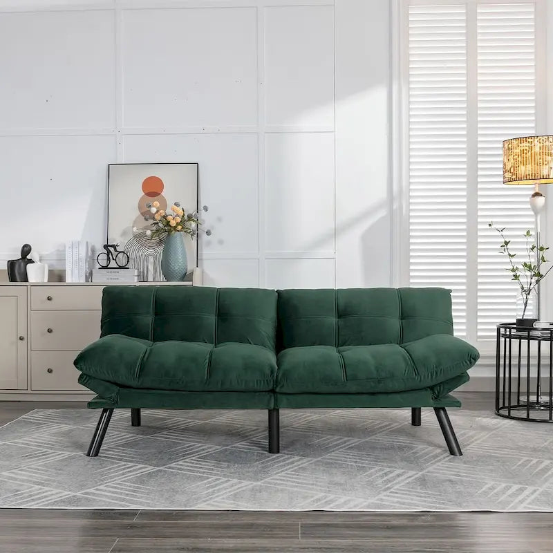 70.87 Futon Sofa Bed, Foam Foldable Couch Convertible Loveseat Sleeper Daybed with Adjustable Armrests for Small Space