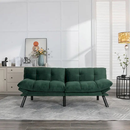 70.87 Futon Sofa Bed, Foam Foldable Couch Convertible Loveseat Sleeper Daybed with Adjustable Armrests for Small Space