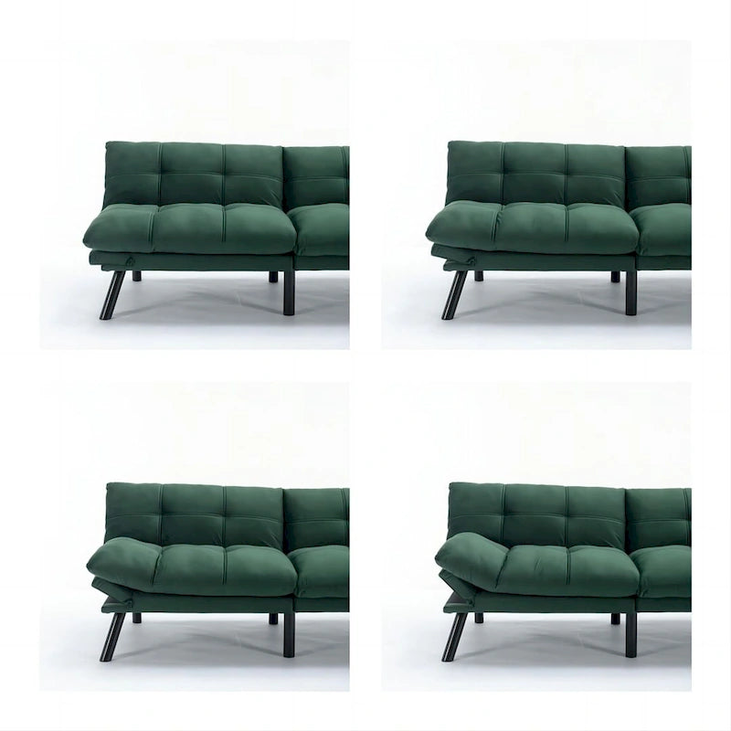 70.87 Futon Sofa Bed, Foam Foldable Couch Convertible Loveseat Sleeper Daybed with Adjustable Armrests for Small Space