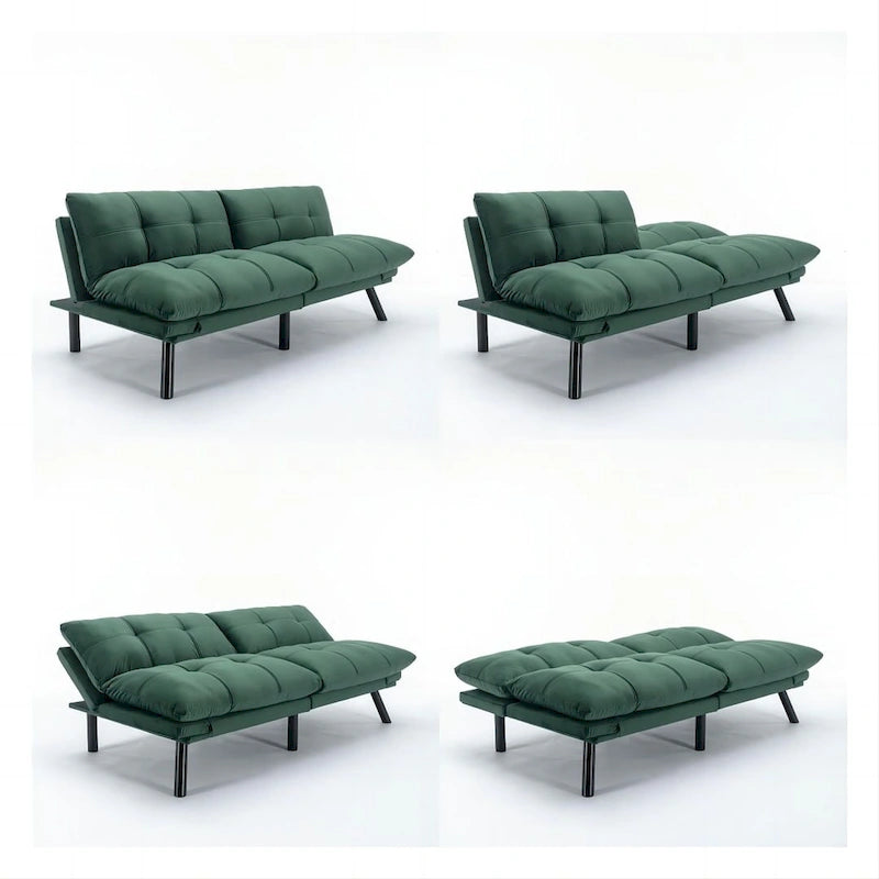70.87 Futon Sofa Bed, Foam Foldable Couch Convertible Loveseat Sleeper Daybed with Adjustable Armrests for Small Space
