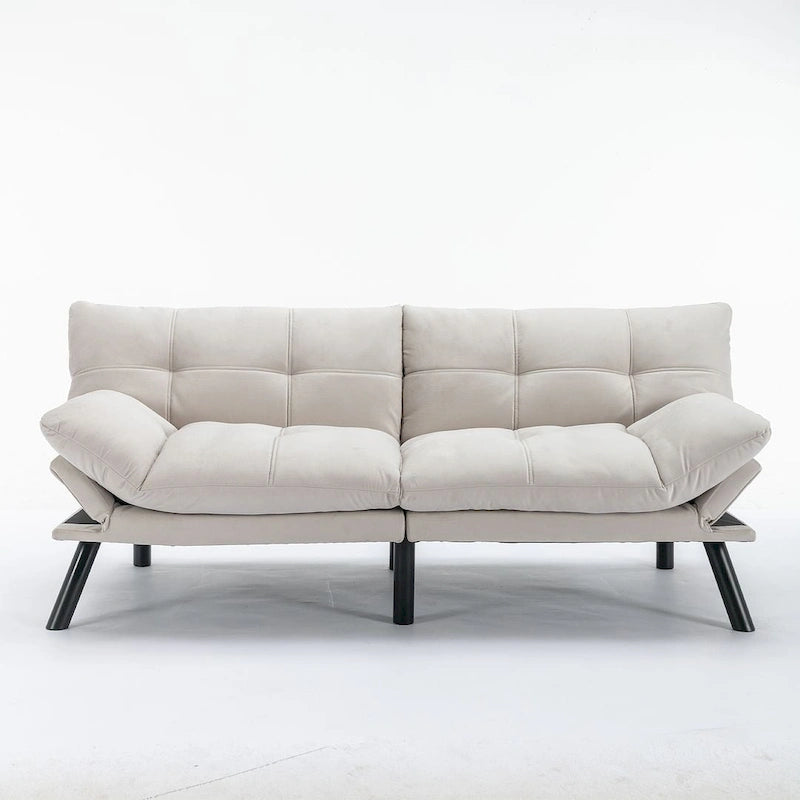 70.87 Futon Sofa Bed, Foam Foldable Couch Convertible Loveseat Sleeper Daybed with Adjustable Armrests for Small Space