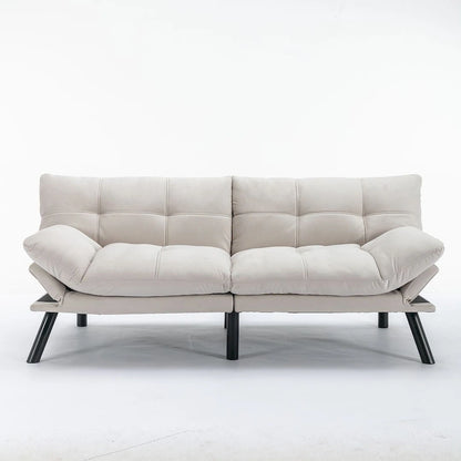 70.87 Futon Sofa Bed, Foam Foldable Couch Convertible Loveseat Sleeper Daybed with Adjustable Armrests for Small Space