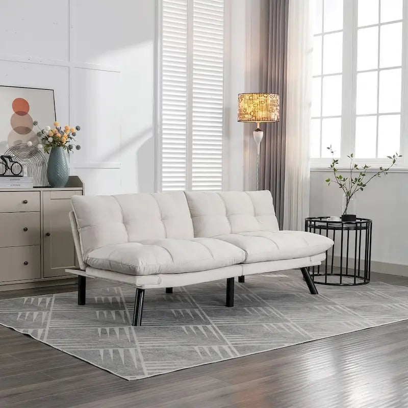 70.87 Futon Sofa Bed, Foam Foldable Couch Convertible Loveseat Sleeper Daybed with Adjustable Armrests for Small Space