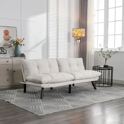70.87 Futon Sofa Bed, Foam Foldable Couch Convertible Loveseat Sleeper Daybed with Adjustable Armrests for Small Space