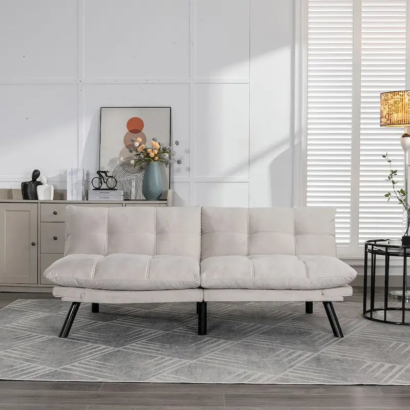 70.87 Futon Sofa Bed, Foam Foldable Couch Convertible Loveseat Sleeper Daybed with Adjustable Armrests for Small Space